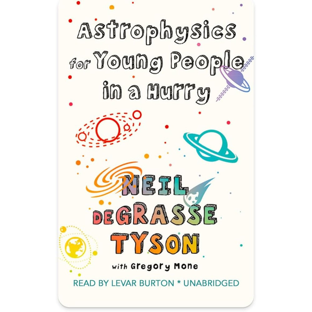 Yoto Astrophysics for Young People in a Hurry kids audio card front view showing cosmic space themed cover art design.