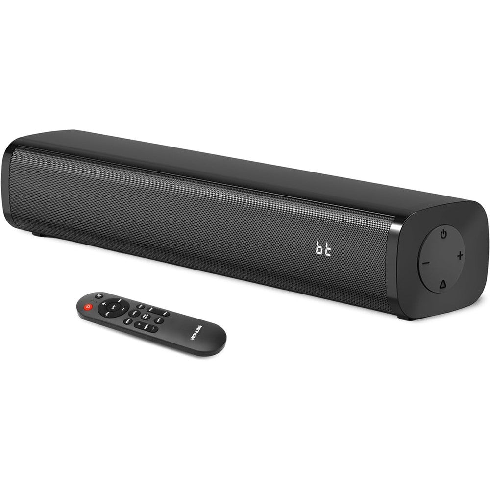 Wohome S100 2.1 channel sound bar front view showing compact design
