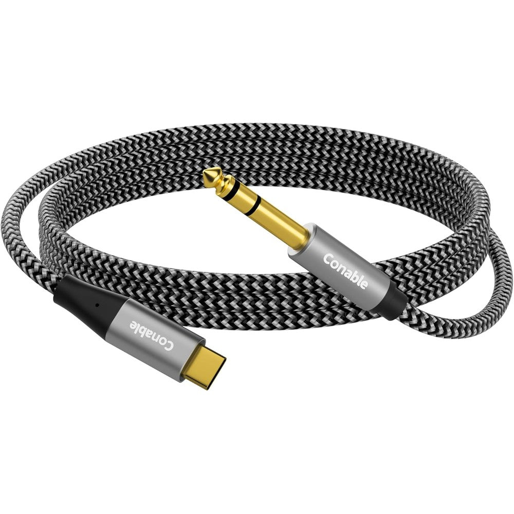 Conable USB C to 6.35mm stereo audio cable front view
