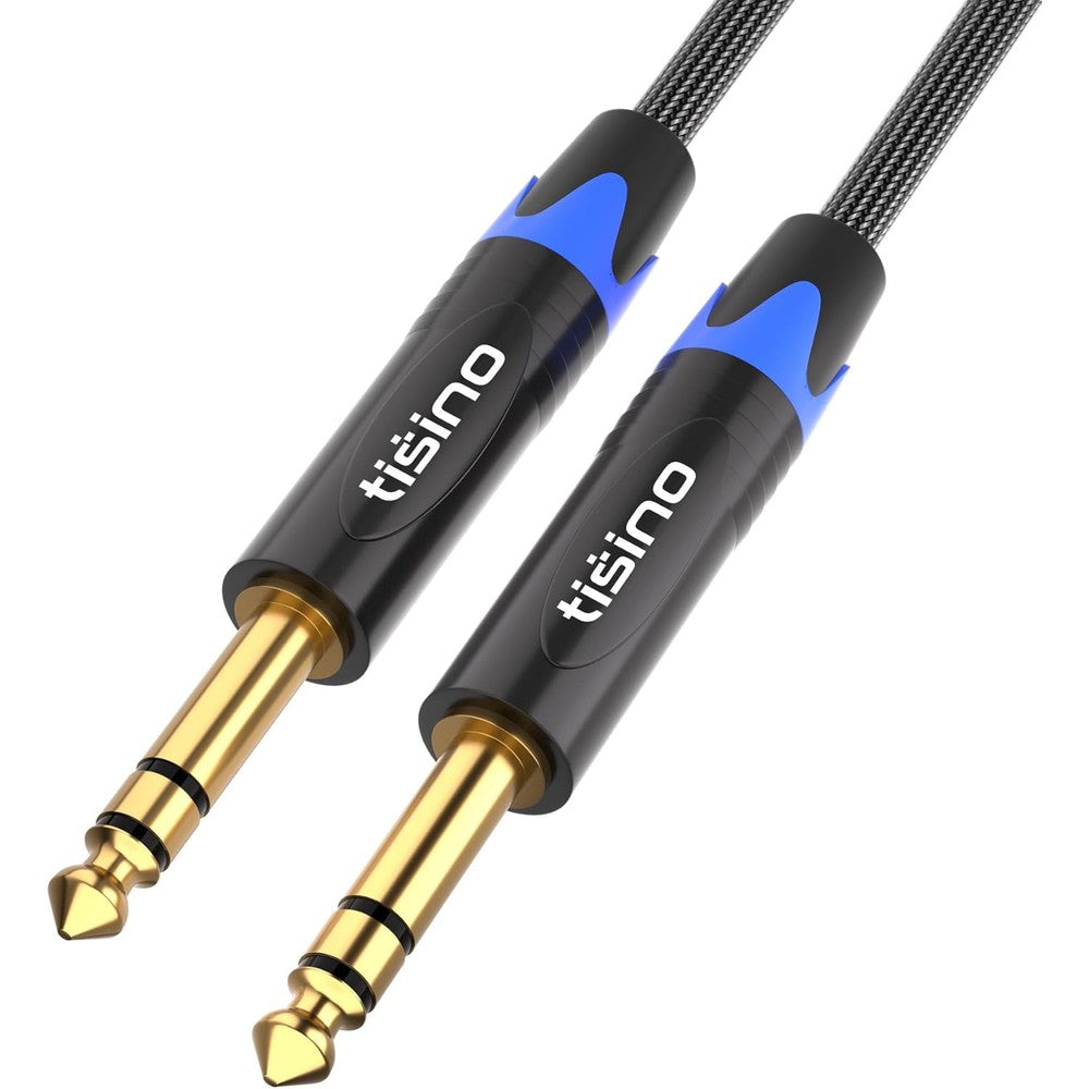 Tisino 1/4 inch TRS male to male balanced audio cable front view