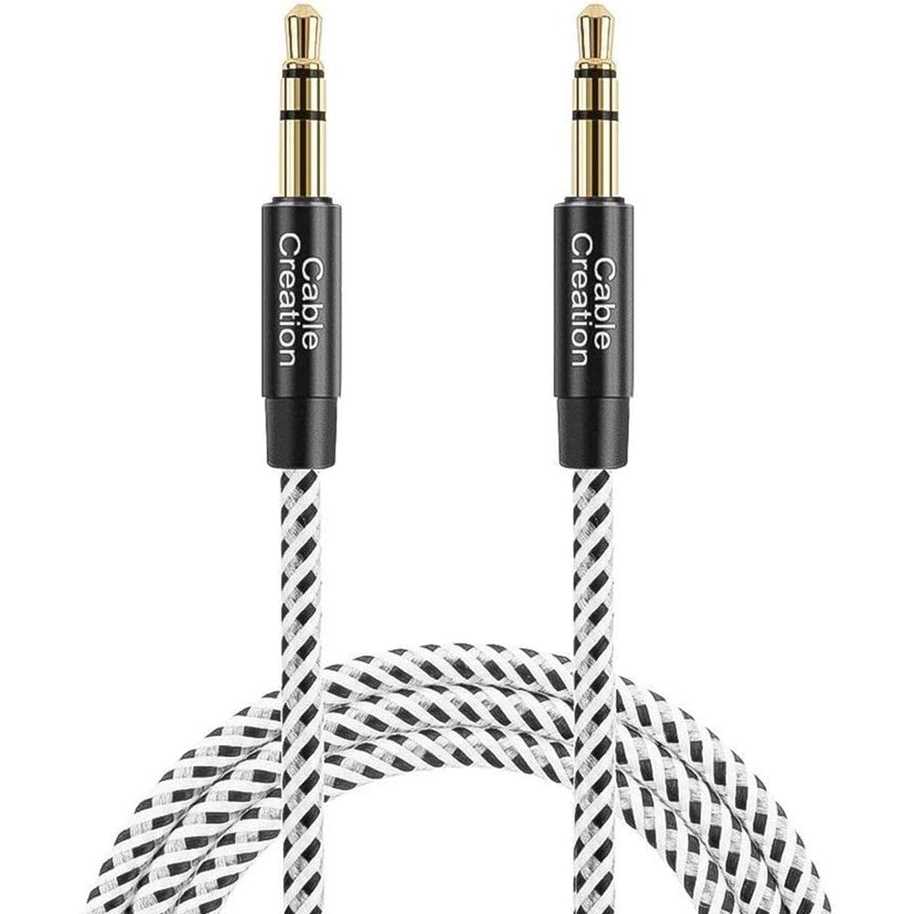 CableCreation 3.5mm aux cable front view with gold-plated connectors