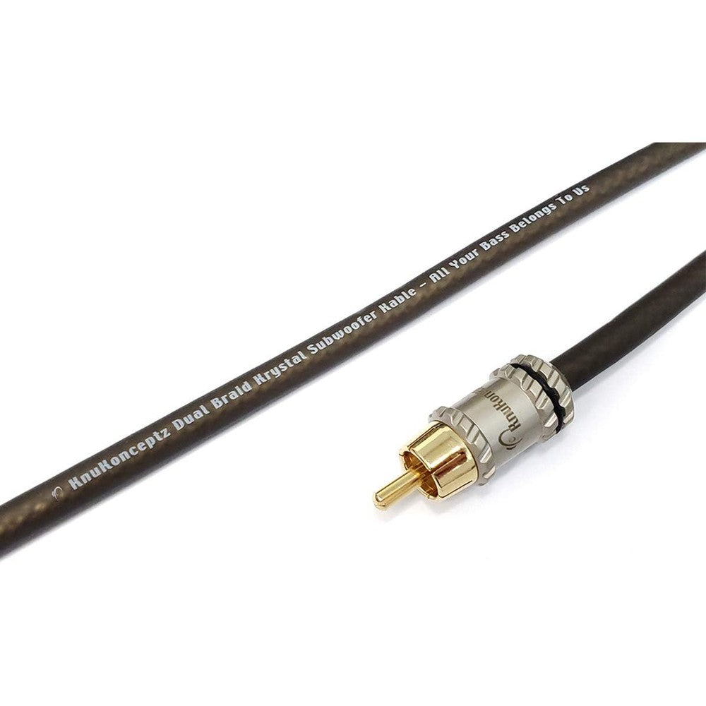 KnuKonceptz Krystal Dual Braid 8 Meter Subwoofer RCA Cable front view