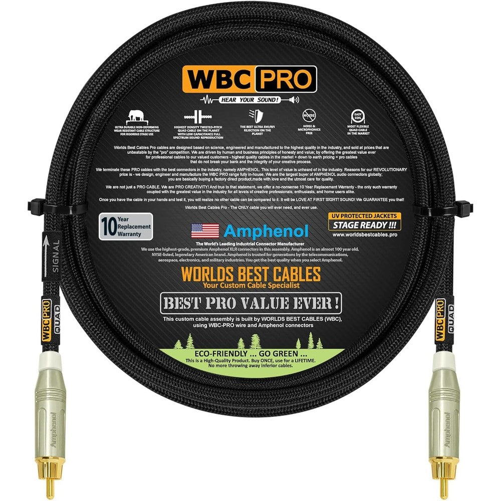 Worlds Best Cables 6 foot pro quad subwoofer cable front view