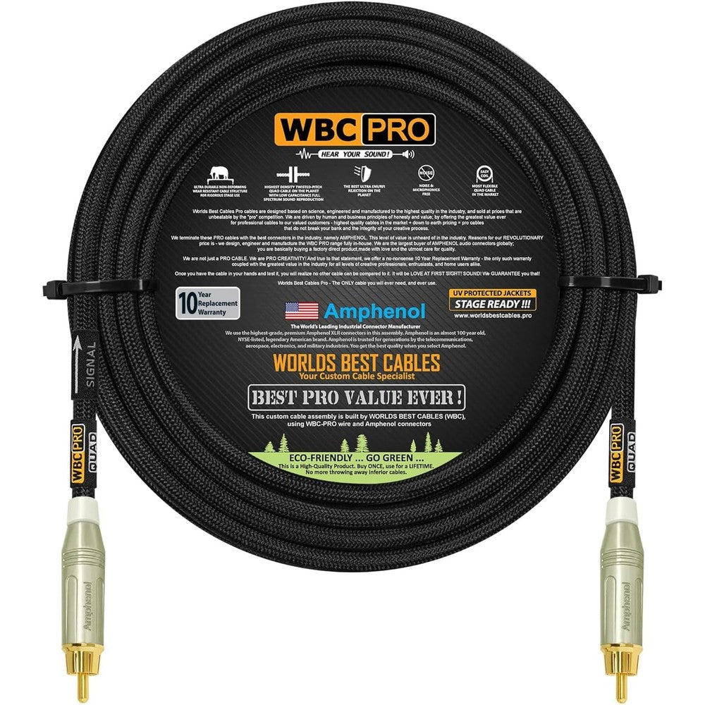 Worlds Best Cables 30 foot pro quad subwoofer cable front view
