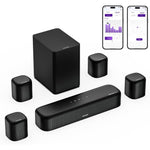ULTIMEA Aura A60 Seven Point One Channel Sound Bar System With Dolby Atmos Four Surround Speakers Wired Subwoofer And Smart Application Control