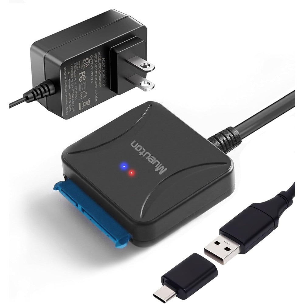 Mueuton SATA to USB adapter front view showing SATA interface connection