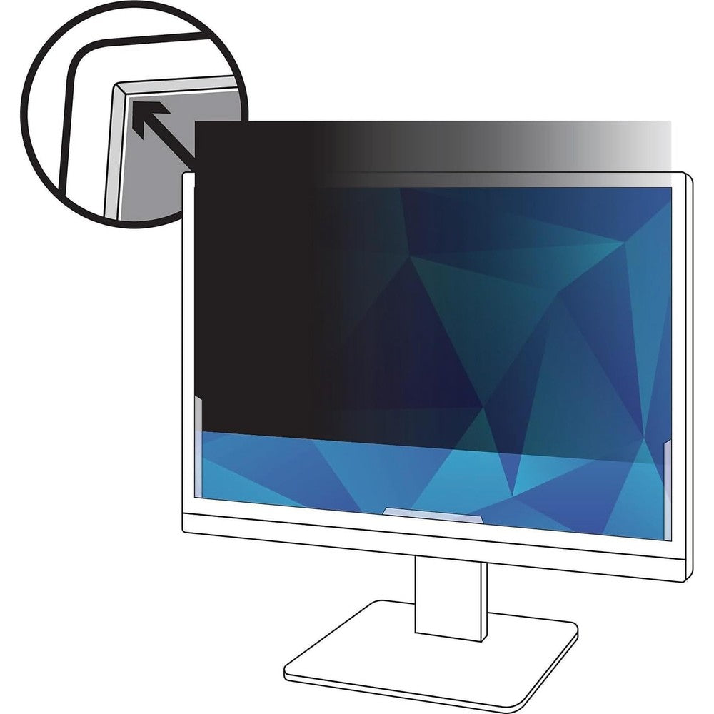 3M Privacy Filter for twenty-four inch widescreen monitor front view showing clear frontal display visibility