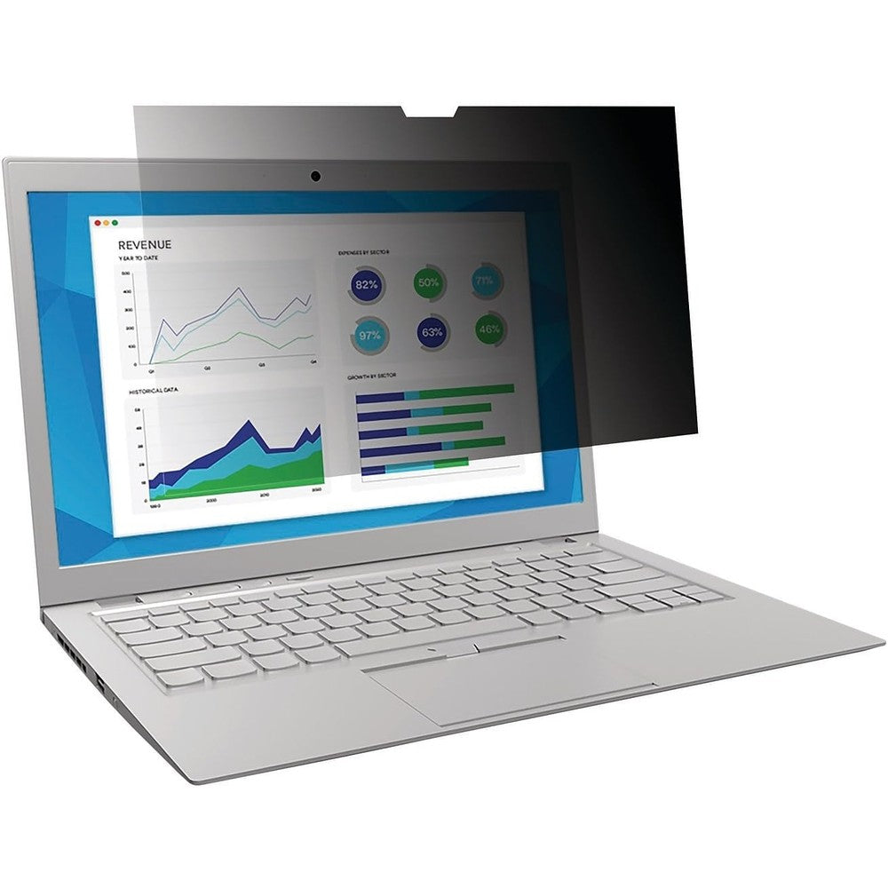 3M privacy filter for fourteen inch laptop showing front view on display screen