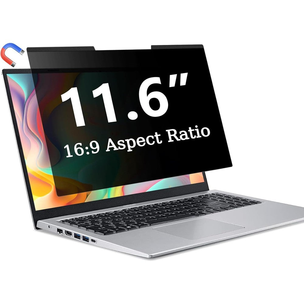 ZOEGAA Magnetic Laptop Privacy Screen Filter 11.6 Inch front view on a compact notebook display.