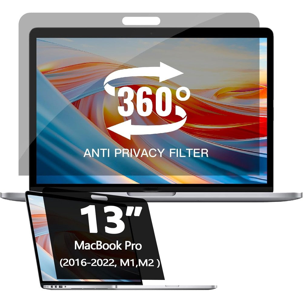 Halloive 360 degree privacy screen protector for MacBook showing clear front view