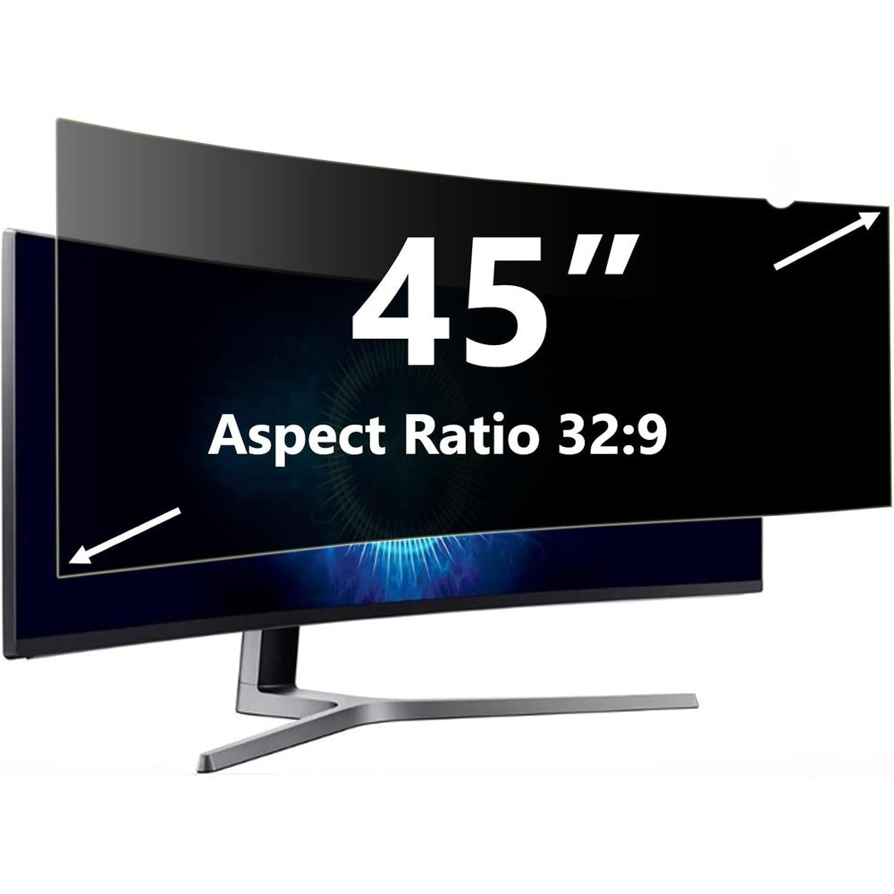 ACONETMAX forty-five inch privacy screen filter front view on an ultrawide monitor setup.