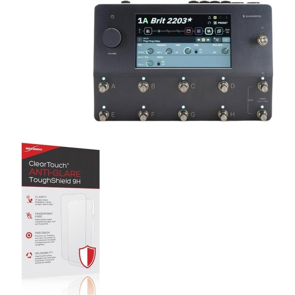 BoxWave screen protector for Neural DSP Quad Cortex front view showing matte film packaging