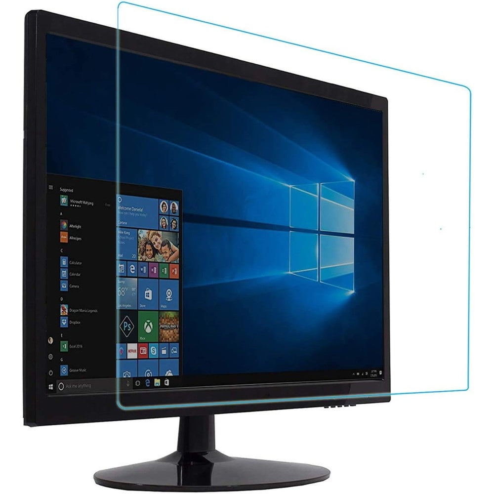 MUBUY-GOL 27 inch anti blue light screen protector mounted on a desktop monitor front view