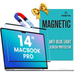 F Forito Magnetic Anti Blue Light Screen Protector front view on a fourteen inch MacBook Pro laptop computer display