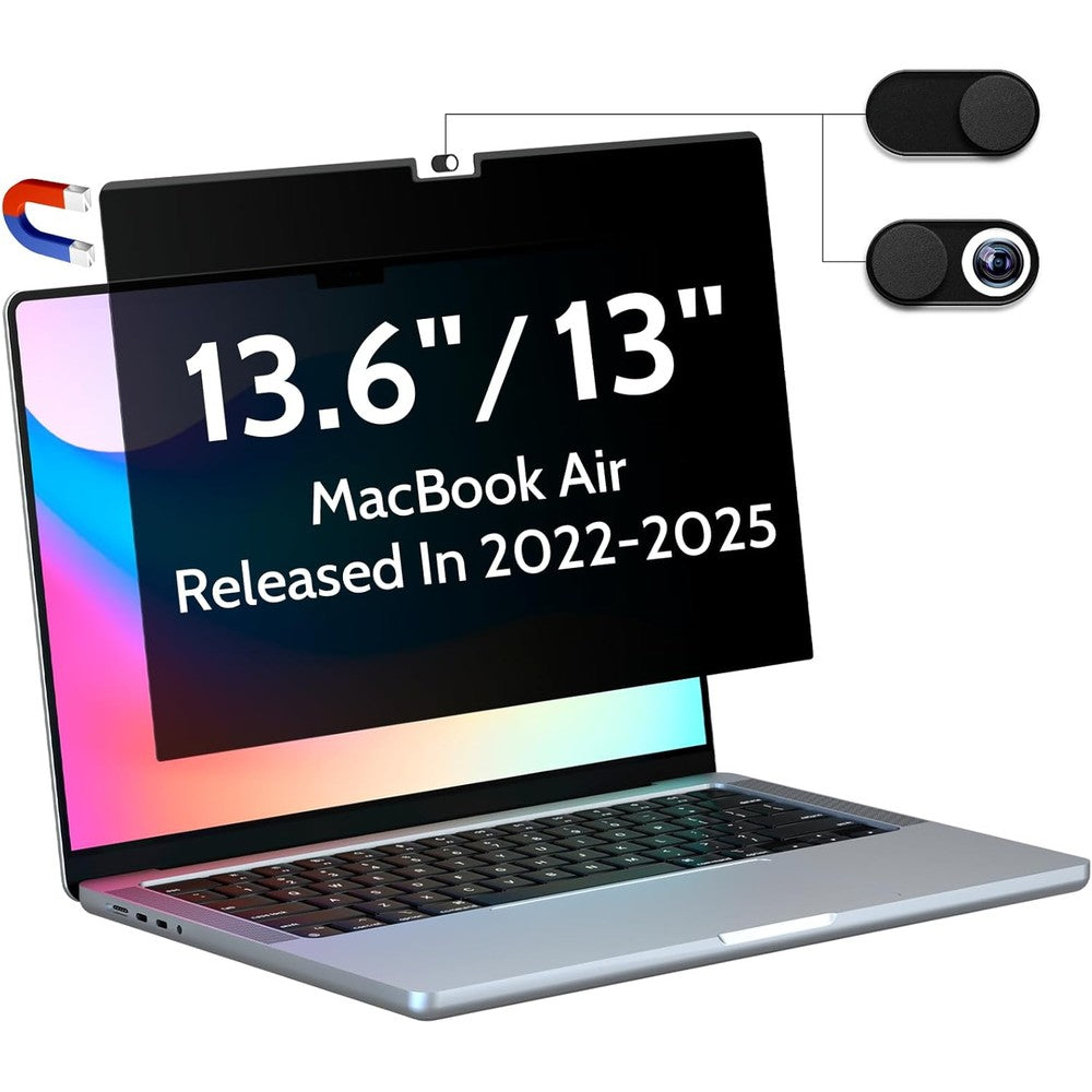 Peslv magnetic privacy screen installed on MacBook Air front view