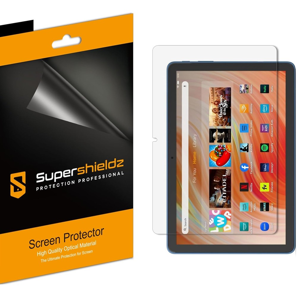 Supershieldz Fire HD 10 screen protector 3 pack front packaging view