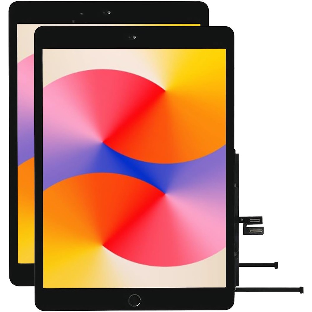 VDASO iPad 7th and 8th Generation Screen Replacement front view showing the black digitizer glass panel