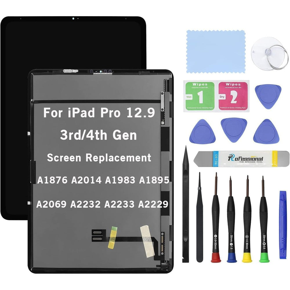 Hoyrtde 12.9 inch iPad Pro screen replacement assembly front view showing black bezels