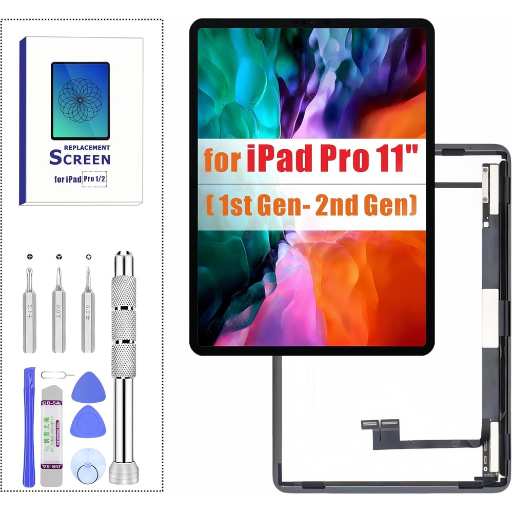 ZTR Apple iPad Pro 11 screen replacement assembly front view showing crisp LCD display panel