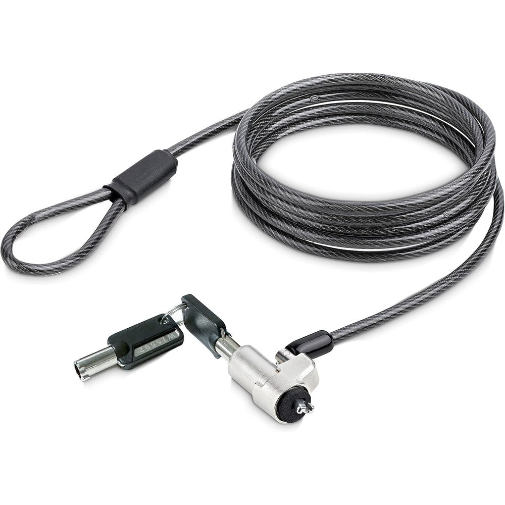 StarTech laptop cable lock front view showcasing the heavy duty steel security cable and premium lock head