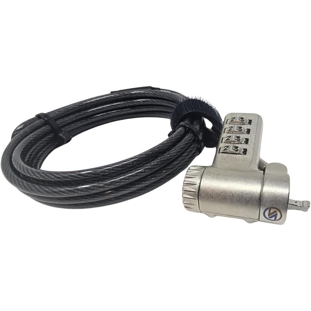 Sendt universal laptop combination lock security cable front view highlighting the four digit dial mechanism.