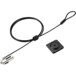 Kensington computer lock adapter kit front view showing the carbon steel cable and adhesive plate.