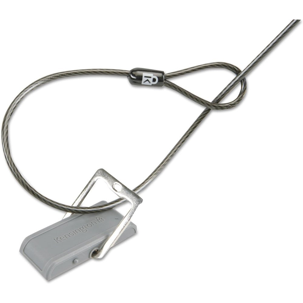 Kensington desk mount anchor accessory front view showing grey steel base and chrome ring.