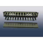 Raising Electronics 2U horizontal cable management unit front view showing 12 slots for server rack organization