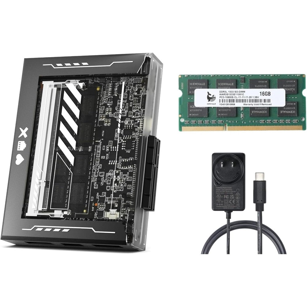 ZimaBlade 7700 personal cloud NAS server kit top view showing transparent cyberpunk casing design