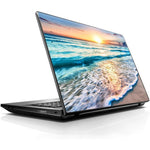 IT'S A SKIN laptop sticker cover featuring a vivid sunset on beach design viewed from the front on a laptop lid.
