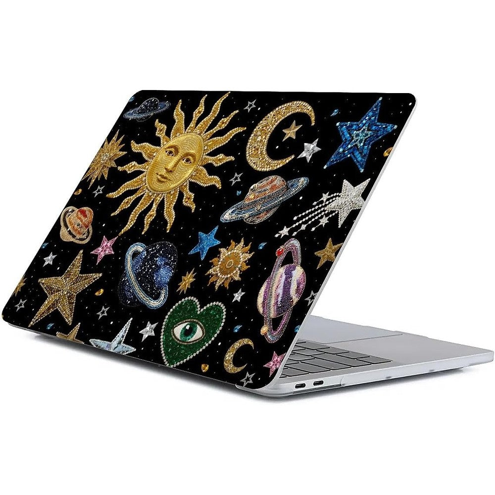 Generic vintage celestial laptop case front view showcasing matte hard shell finish