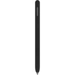 LOVE MEI Samsung Galaxy S Pen silicone sleeve case black front view showcasing retro pencil design layout.