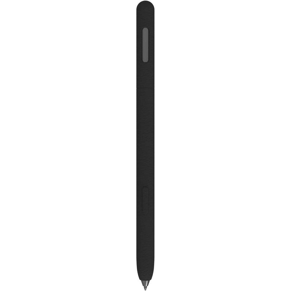 LOVE MEI Samsung Galaxy S Pen silicone sleeve case black front view showcasing retro pencil design layout.