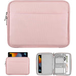 TiMOVO pink tablet sleeve bag front view showcasing water resistant exterior material.