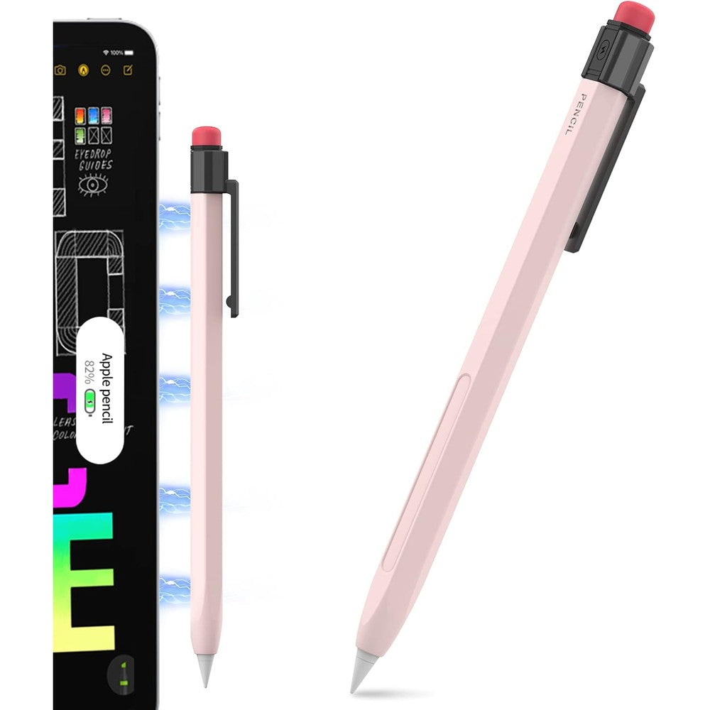 TRONWIN iPencil Case front view showcasing the Lovely Pink silicone protective sleeve on an Apple Pencil.