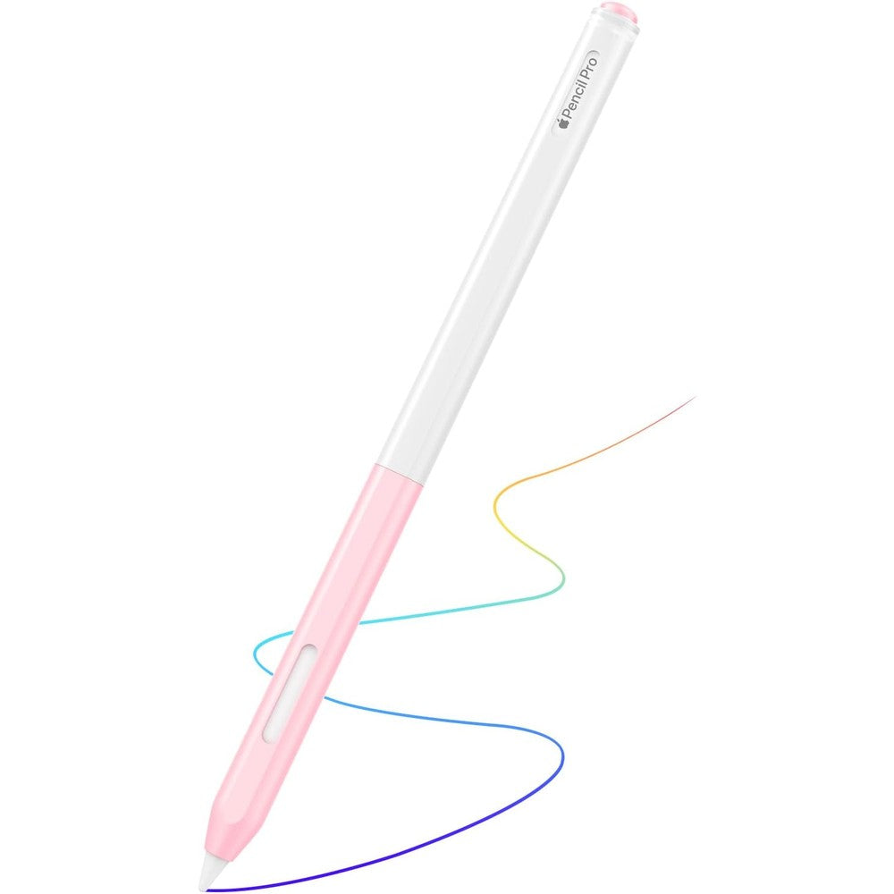 MoKo Apple Pencil Pro silicone case front view showing the transparent pink design.