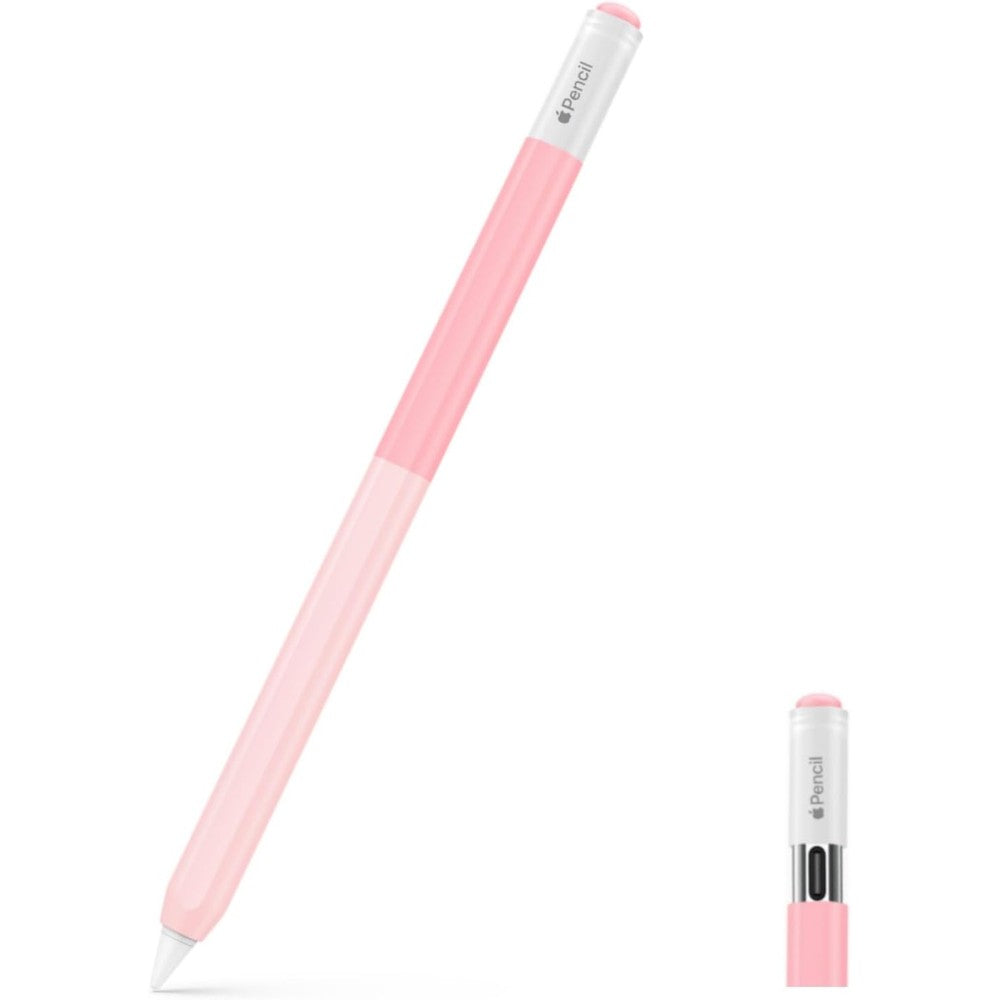 MoKo silicone case for Apple Pencil USB-C front view showing gradient pink color