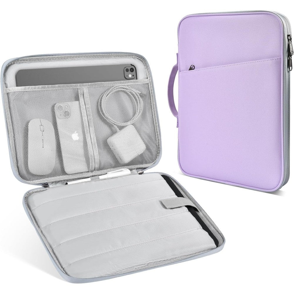 iKammo iPad Pro sleeve carrying bag in purple showing front view with retractable handle