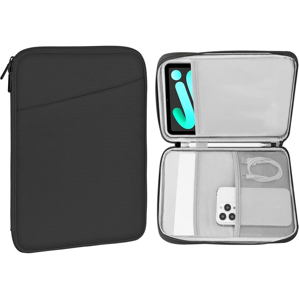 MoKo tablet sleeve dark gray front view showcasing water resistant polyester exterior design