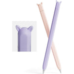 ELETIUO cute ear silicone case for Apple Pencil Second Generation front view in pink and purple