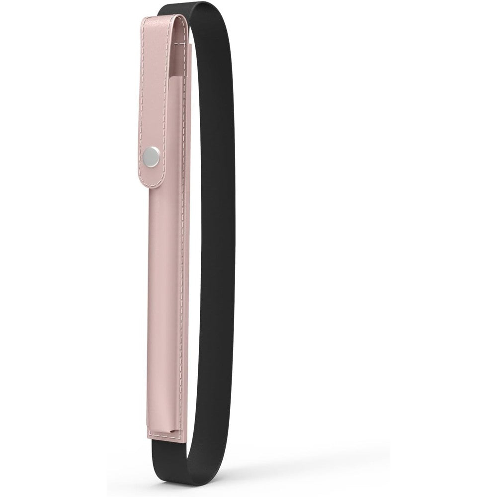 MoKo pencil holder pouch front view in rose gold leather attached to a tablet case
