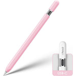 KELIFANG silicone case sleeve for Apple Pencil USB-C front view in cute pink color.
