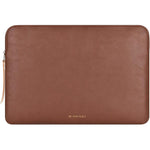 Comfyable tablet sleeve brown front view showing the minimalist polyurethane leather texture