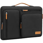 MOSISO tablet sleeve case front view in black showing sleek water resistant polyester material.