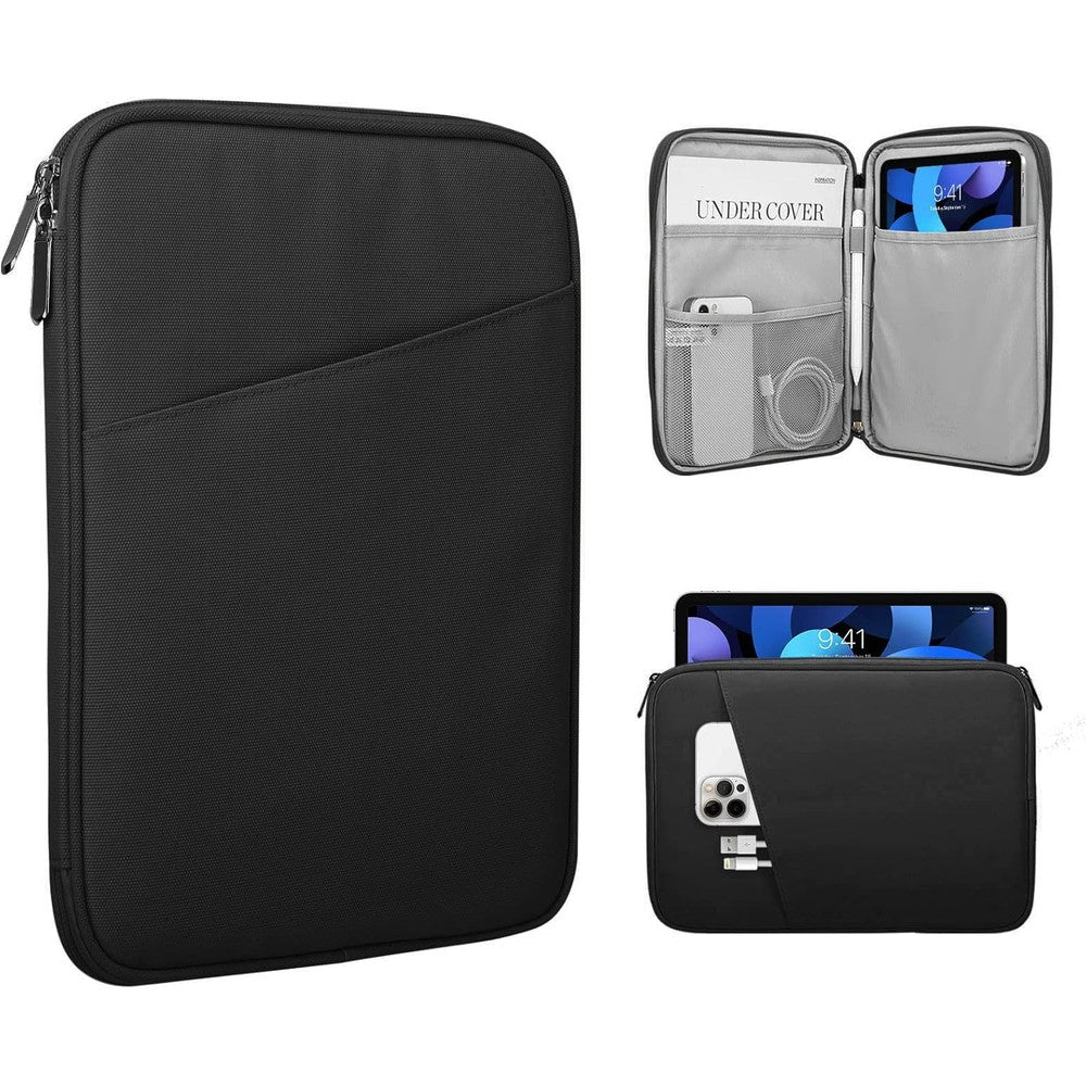 TiMOVO tablet sleeve bag front view showing black water resistant exterior pocket