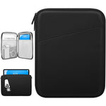 Dadanism tablet sleeve bag front view in black showing water-resistant exterior