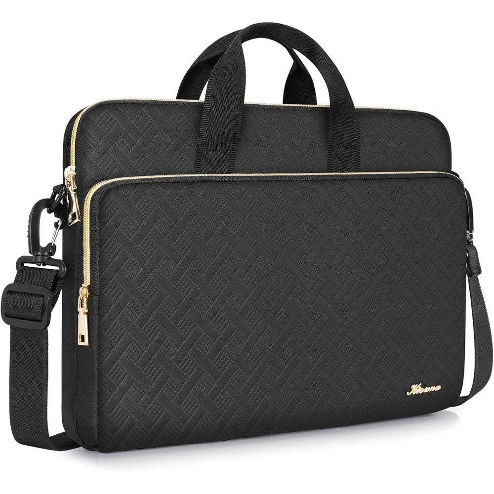 KIZUNA laptop sleeve case 13 inch front view premium black water resistant computer shoulder bag