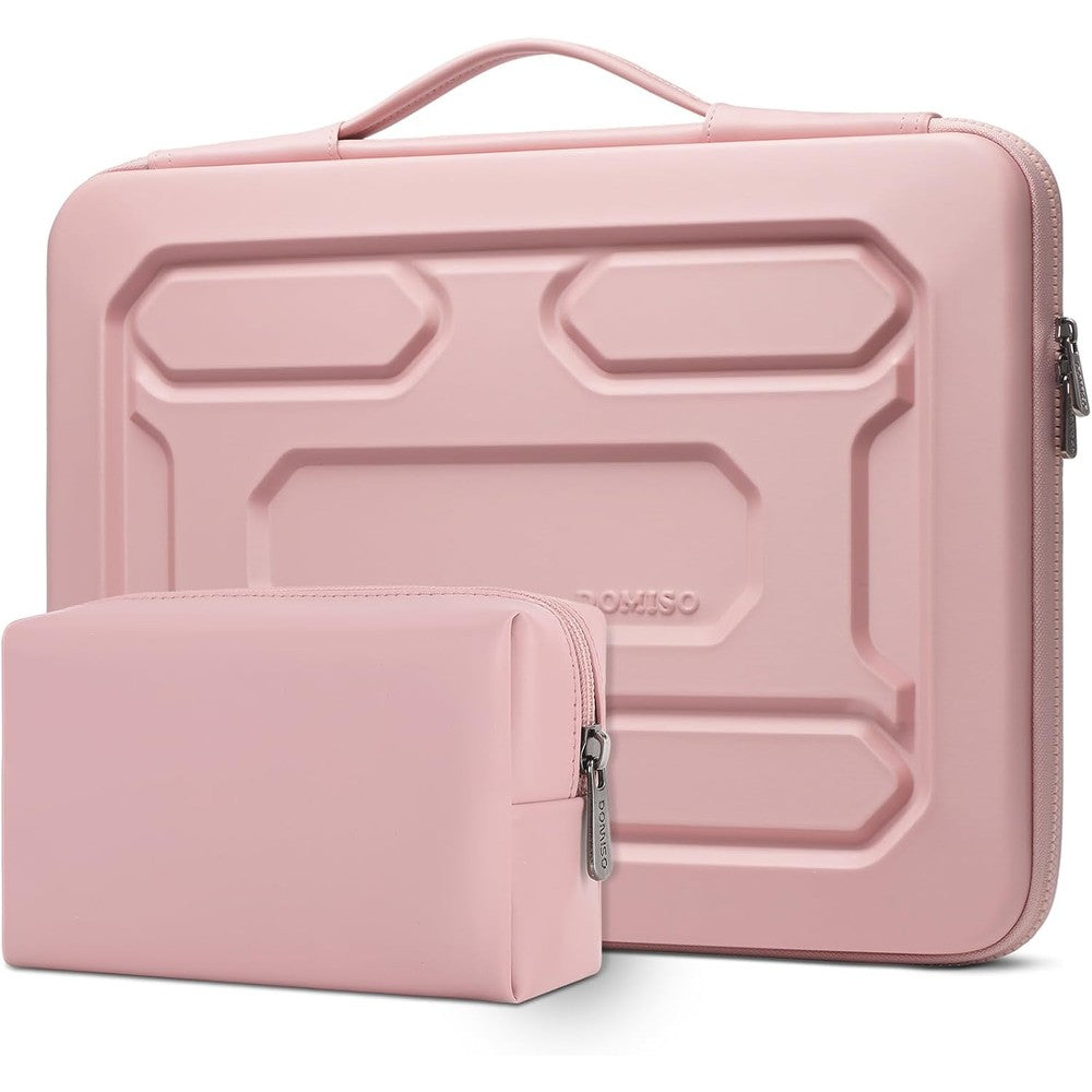 DOMISO Laptop Hard Case pink front view showing embossed protective shell design.