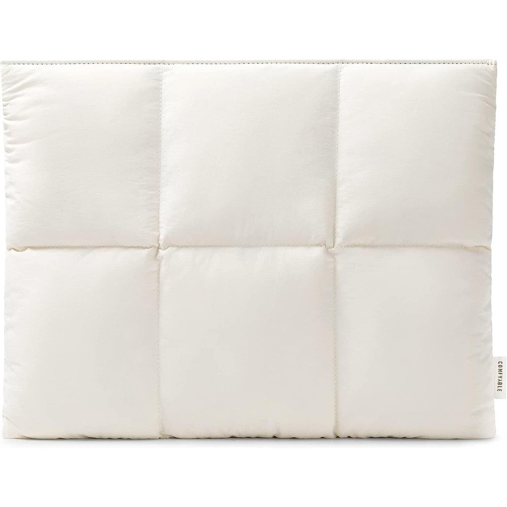 Comfyable puffy laptop sleeve 13 inch 14 inch front view in rice color