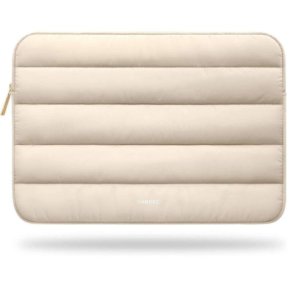 Vandel Original Puffy Laptop Sleeve Sand front view showing quilted puffer design